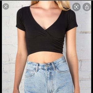 brandy melville black wrap top
